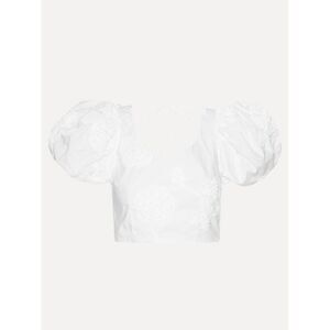 ROTATE BIRGERCHRISTENSEN Embroidered Puff Sleeve Square Neck Crop Top Women